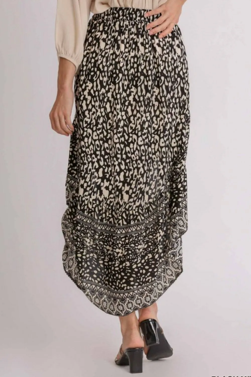 Animal Border Print Casual High Low Skirt