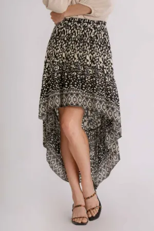 Animal Border Print Casual High Low Skirt