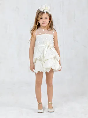 Balloon silk dress for girl - ANTHIA
