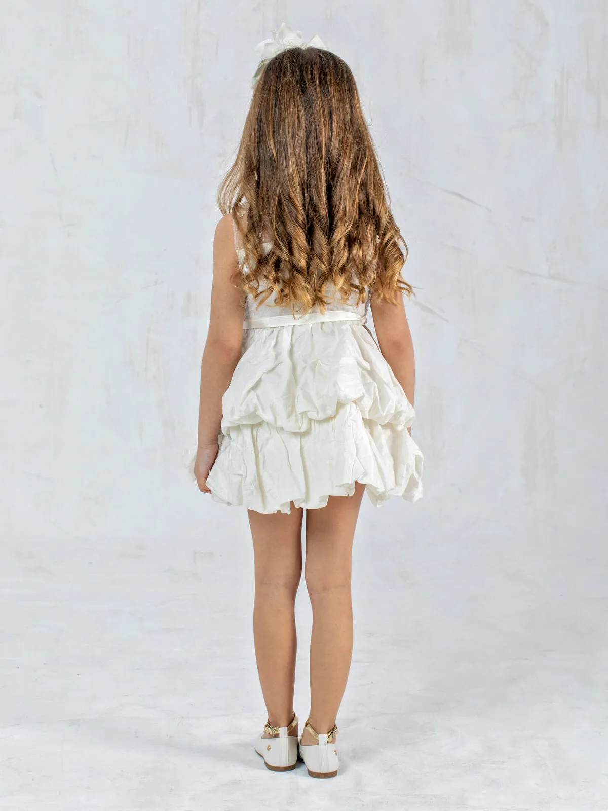 Balloon silk dress for girl - ANTHIA