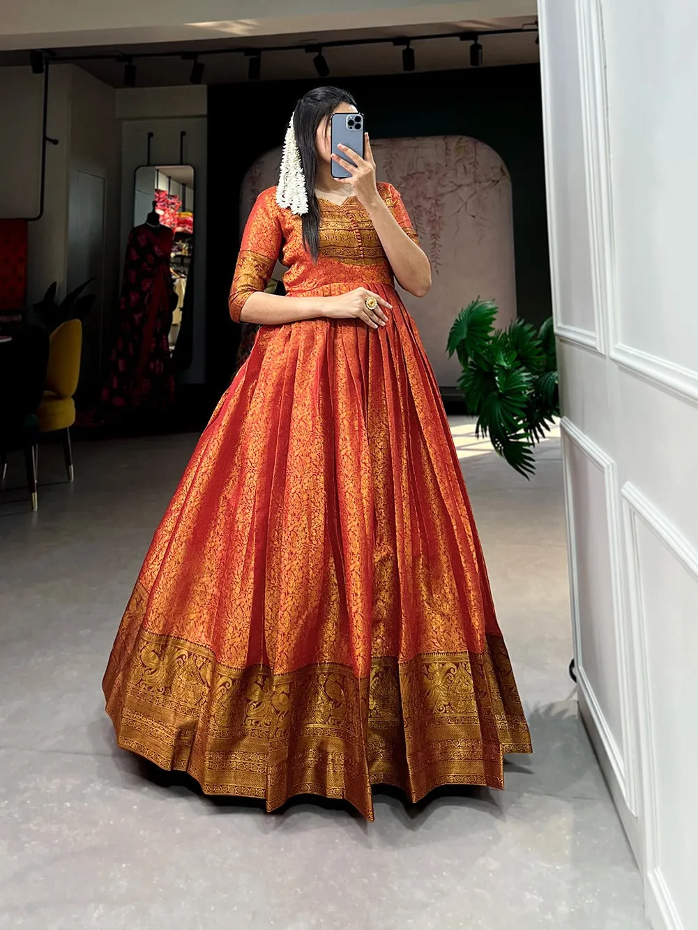 Beautiful Designer Kanjivaram Gown D.No. 5308