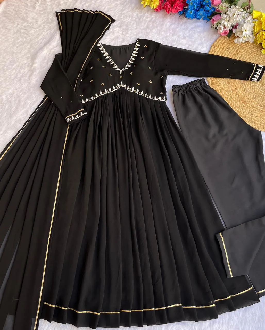 Beautiful Designer Party Wear Fox Georgette Gown
