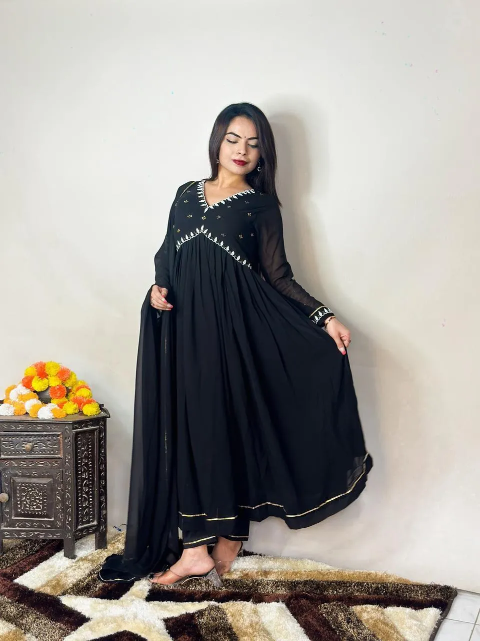 Beautiful Designer Party Wear Fox Georgette Gown