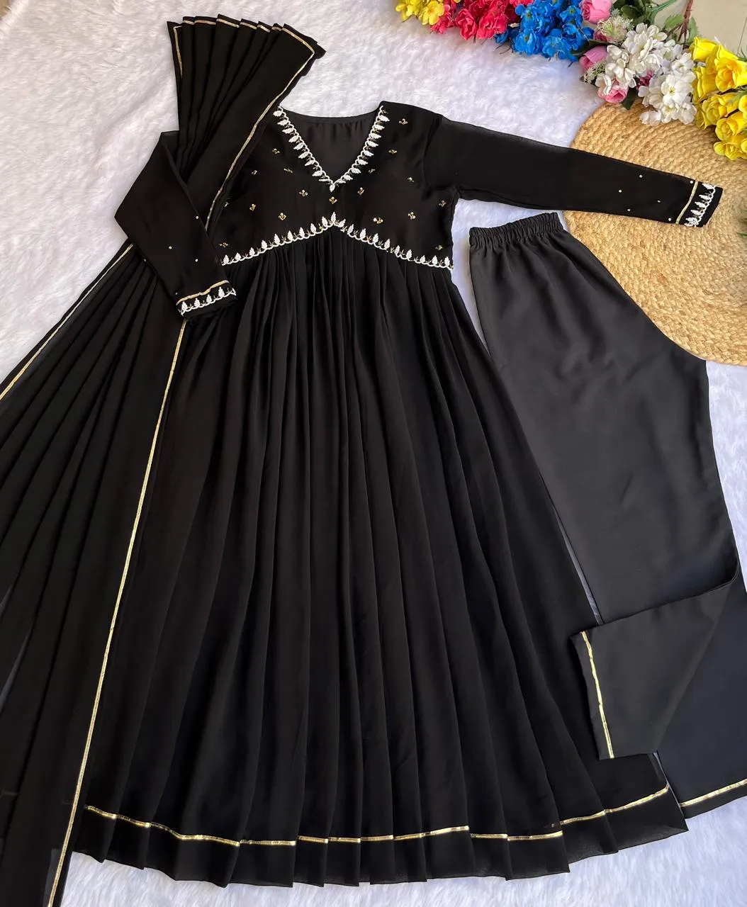 Beautiful Designer Party Wear Fox Georgette Gown