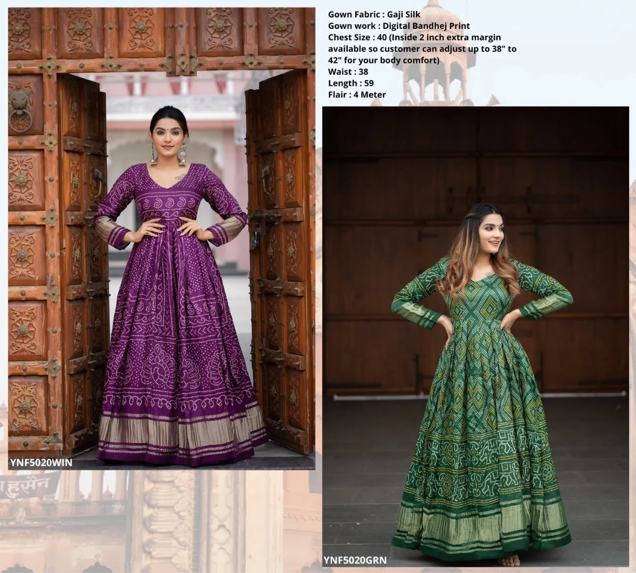 Beautiful Designer Ready To Wear Bandhej Print Gown