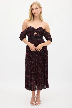 Black & Red Polka Dot Pleated Dress