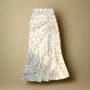 Cottagecore Ruched Floral Maxi Skirt