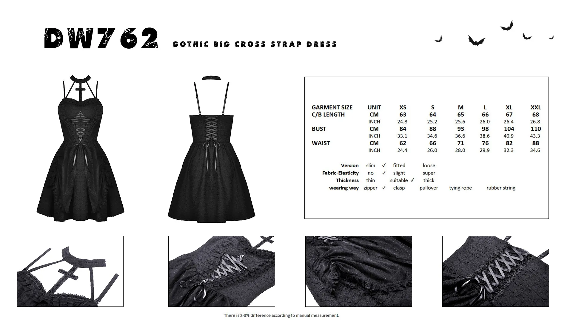 Gothic big cross strap dress DW762