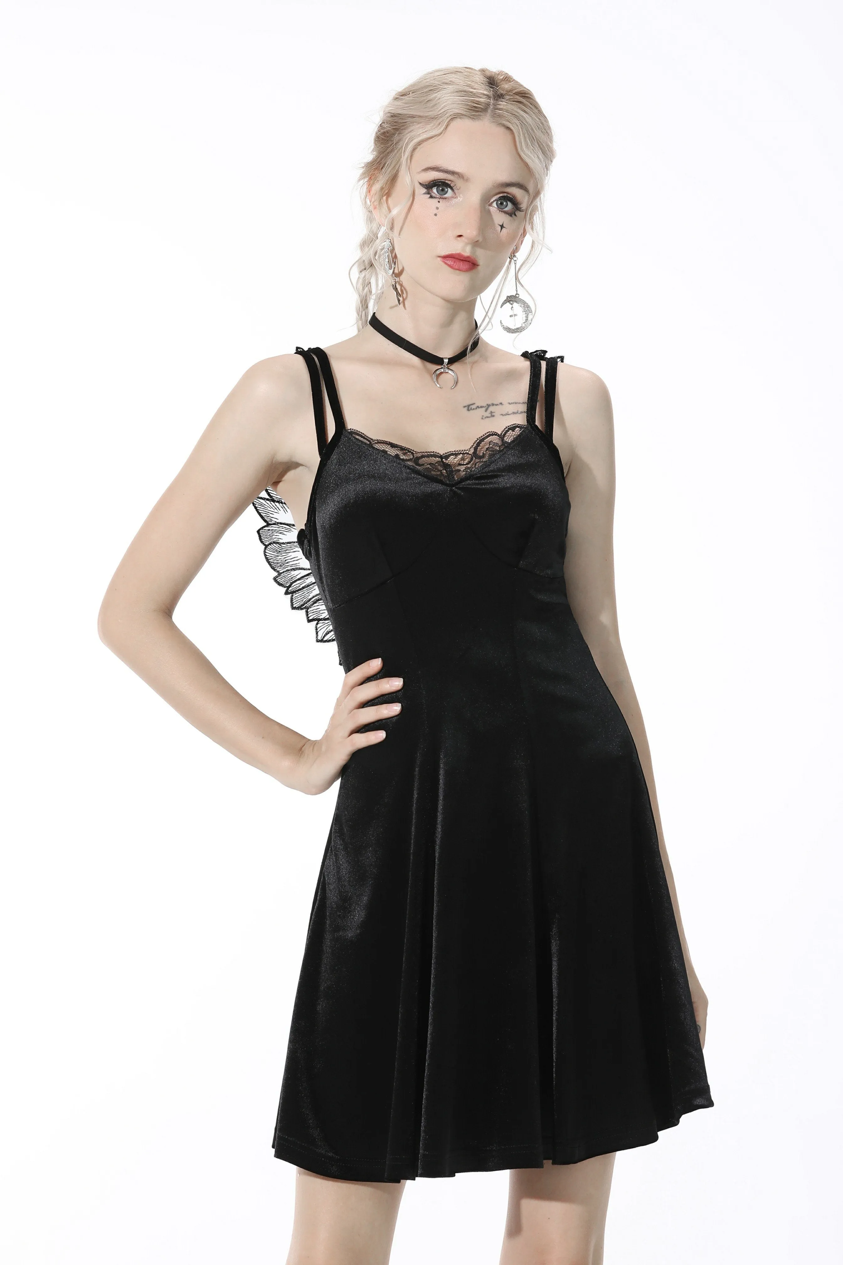 Invisible wings velvet strap dress DW562