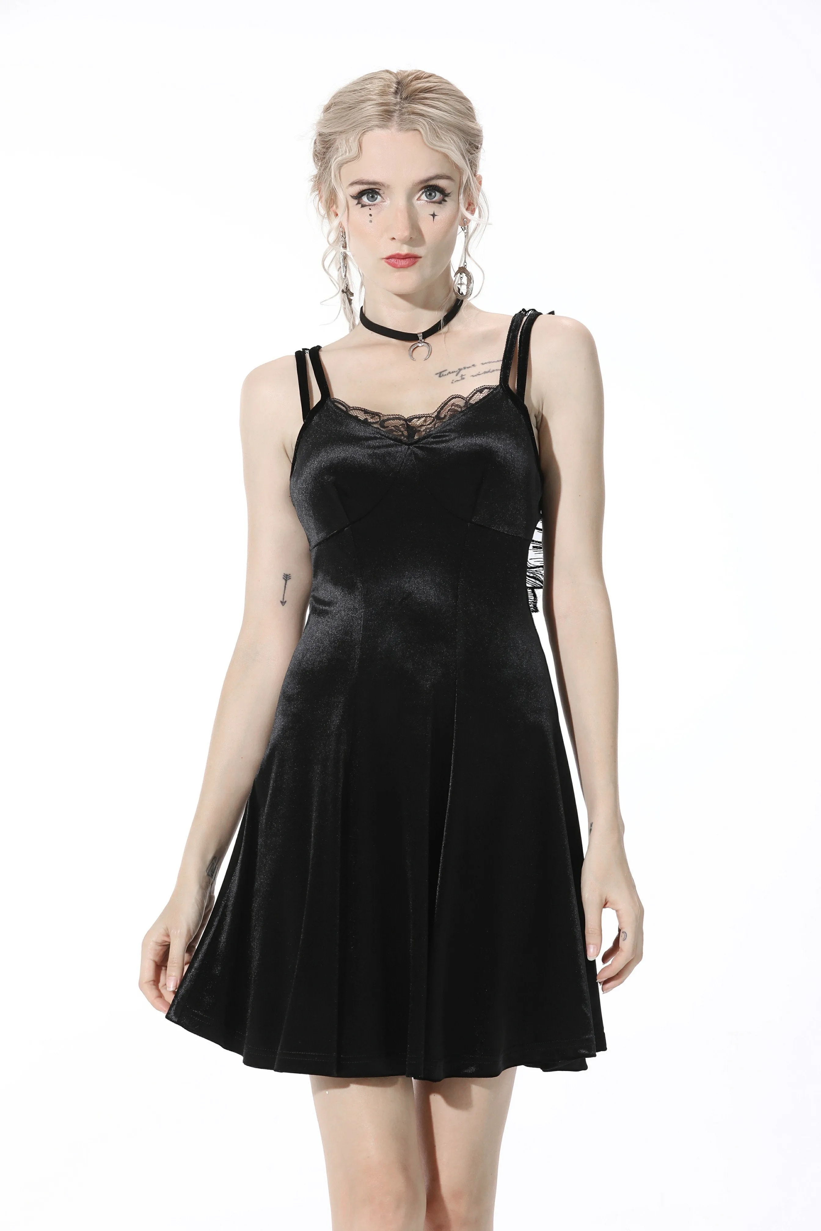 Invisible wings velvet strap dress DW562