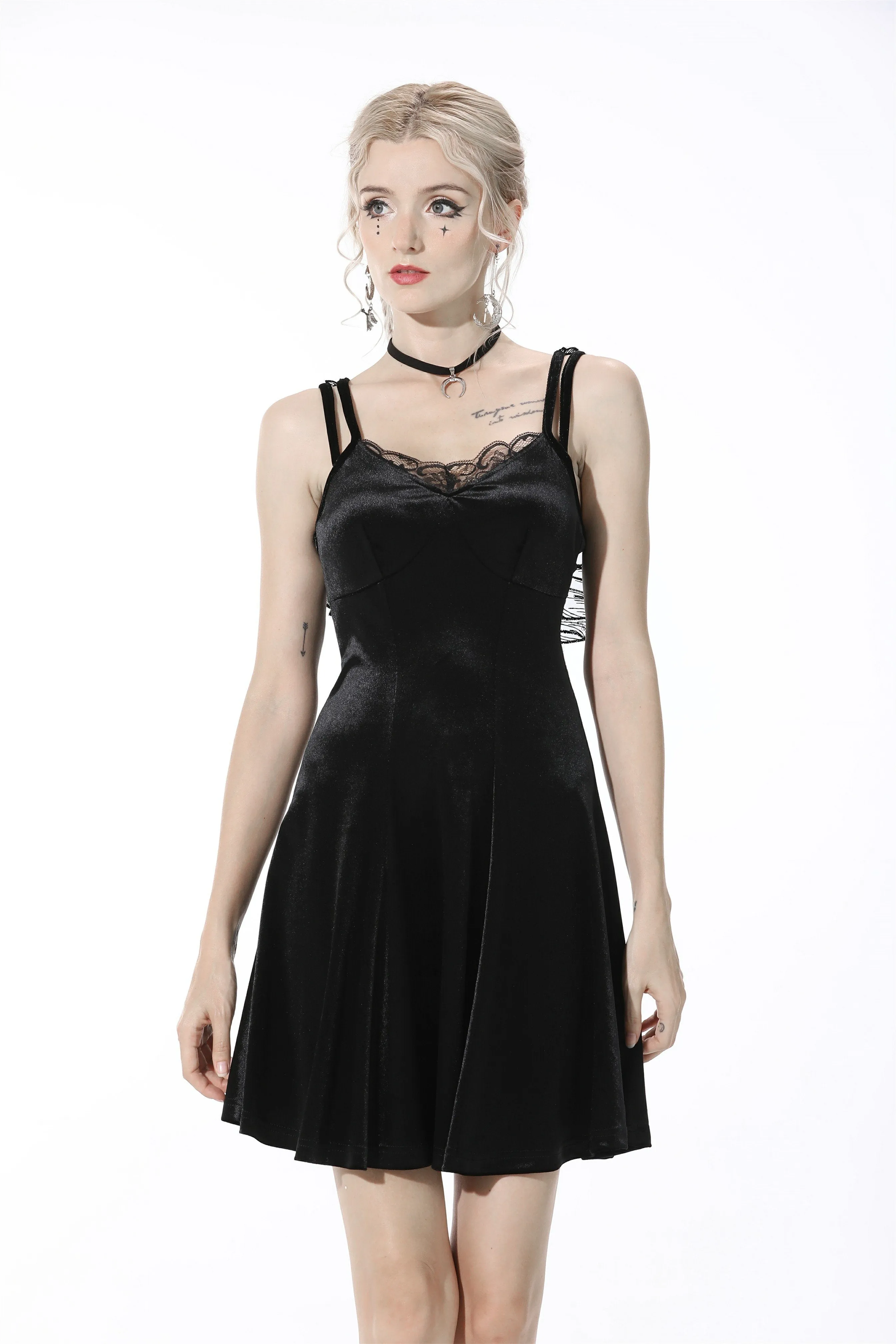 Invisible wings velvet strap dress DW562
