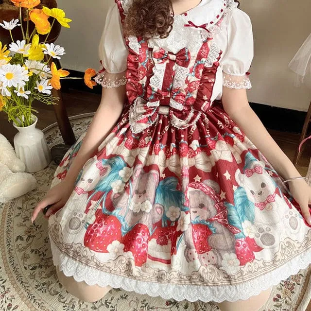 Kawaii Sweet Bear Print Lolita Jsk Dress