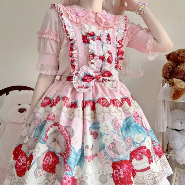 Kawaii Sweet Bear Print Lolita Jsk Dress