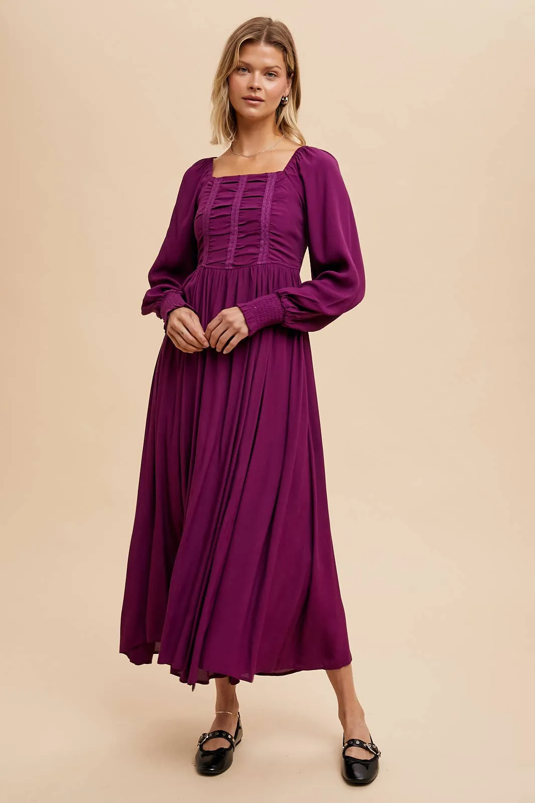 LaLa ruched midi dress