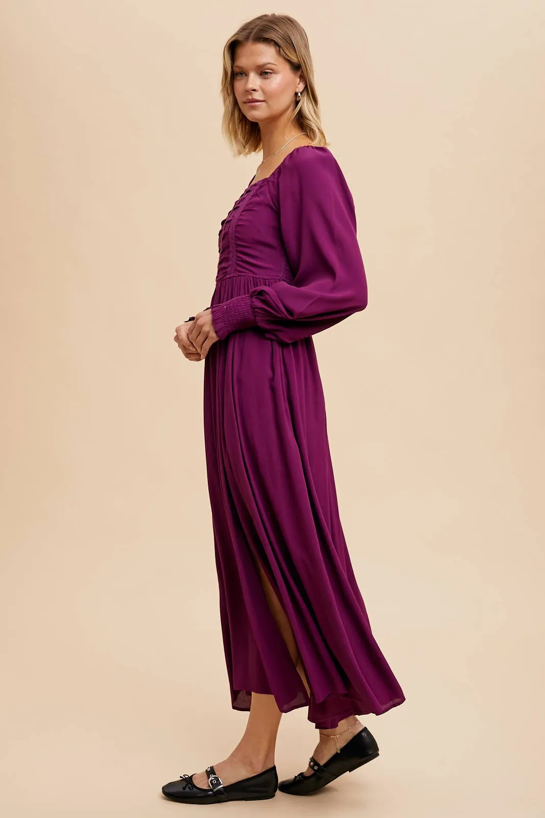 LaLa ruched midi dress