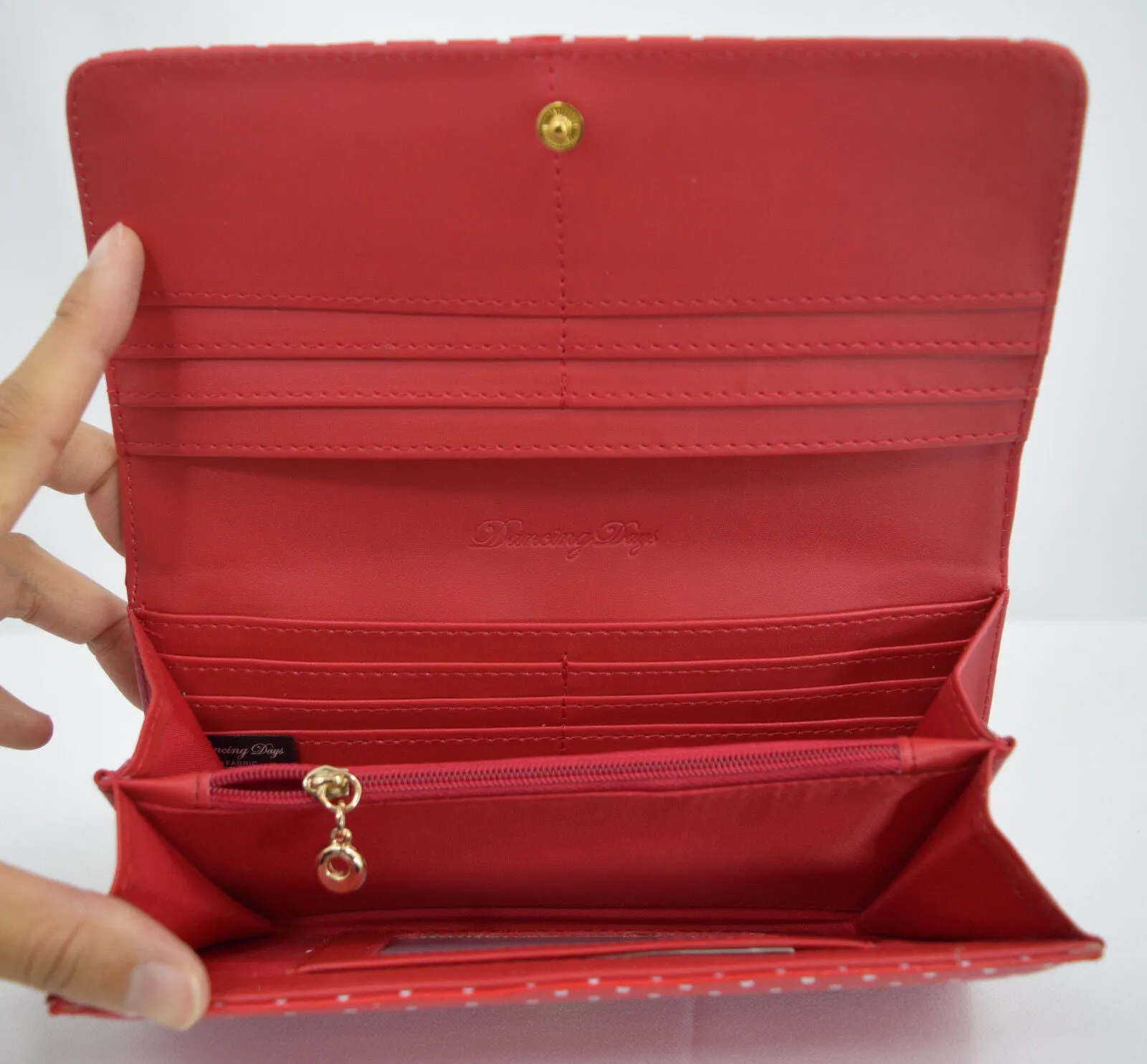 Lost Queen Swallow Bird Tattoo & Heart Polka Dot embroidery Bi-fold Wallet