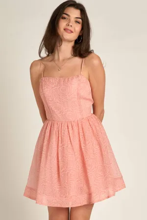 Spaghetti Strap Rose Pattern Mini Dress