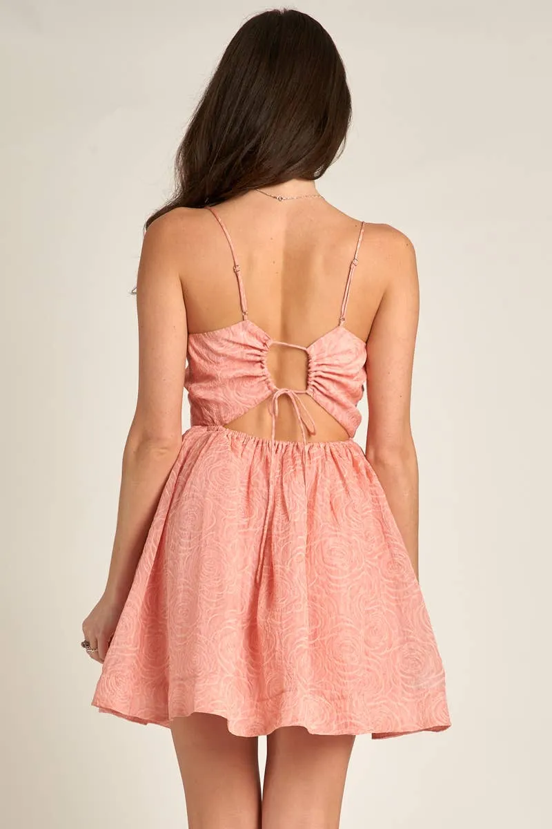 Spaghetti Strap Rose Pattern Mini Dress