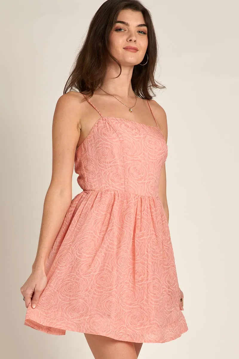 Spaghetti Strap Rose Pattern Mini Dress