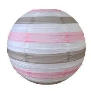 Taupe, Pink and White Stripe Lantern