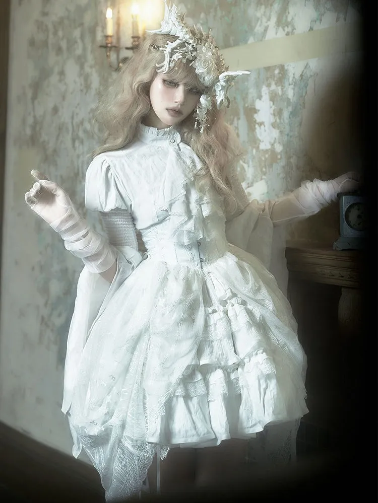 White Shiro Gothic Lolita Puffy Skirt
